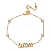 Mother's Day 304 Stainless Steel Cubic Zirconia Word Mom  Link Bracelets BJEW-L721-02G-4