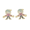 Brass Micro Pave Colorful Cubic Zirconia Connector Charms for Jewelry Making CU-CBAAA59-01G-02-1