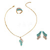 Leaf Resin Pendant Necklaces & Stud Earrings & Cuff Rings Sets for Women FS-WG0A225-01-5