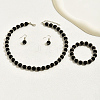 Chic Glass Round Beaded Necklaces & Bracelets & Dangle Earrings Sets for Women ZH0007-2
