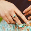 Alloy and Synthetic Turquoise Finger Rings FS-WG19095-05-4
