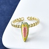 Brass Enamel Open Cuff Rings for Women RJEW-F179-08G-03-4