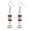 Natural Coconut Bodhi & Alloy Dangle Earrings EJEW-JE06173-01-1