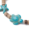 Ocean Theme Starfish Turtle Synthetic Turquoise & Coconut Braided Bead Bracelet Sets BJEW-JB11460-01-3