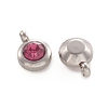 Trendy Original Color 304 Stainless Steel Faceted Grade A Rhinestone Flat Round Charms Pendants RB-N030-01Q-2