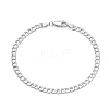 Rhodium Plated 925 Sterling Silver Curb Chain Bracelets BJEW-I314-007B-P-1