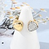 Brass Micro Pave Clear Cubic Zirconia Open Cuff Rings for Women RJEW-R011-03G-03-2