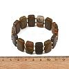 Natural Polychrome Jasper Picasso Stone Picasso Jasper Rectangle Tile Beaded Stretch Bracelets BJEW-JB14479-4