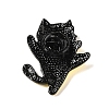 Black Zinc Alloy Rhinestone Brooches JEWB-E037-01EB-03-2