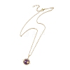 Natural Amethyst Copper Wire Wrapped Planet Pendant Brass Cable Chain Necklaces for Women NJEW-TA00260-02-3