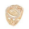 Brass Micro Pave Cubic Zirconia Finger Rings for Women CU-CBAA973-03G-2
