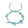 Flower Natural Hemimorphite Braided Bracelets for Women BJEW-TA00625-02-2