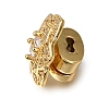 Brass Micro Pave Clear Cubic Zirconia Slide Charms CU-CBA4292-01G-2