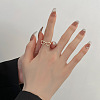 Brass Glasses Frame Open Cuff Ring for Women X-RJEW-F140-140P-4