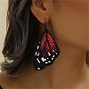 Bohemian Style Green Butterfly Wing Glass Bead Handmade Dangle Earrings TT3969-4
