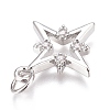 Brass Micro Pave Clear Cubic Zirconia Pendants X-ZIRC-O035-22P-3