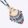 Gemstone Tassel Pendant Necklaces NJEW-P193-D01-3