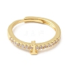 Rack Plating Brass Clear Cubic Zirconia Number 1 Adjustable Rings for Women RJEW-S407-09G-01-2