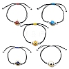 Evil Eye Handmade Lampwork & Glass Adjustable Braided Bead Bracelets BJEW-MZ00099-1