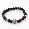 Lava Rock Beaded Stretch Bracelets BJEW-L600-02-2