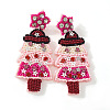 Christmas Tree with Star Handmade Glass Seed Beads Dangle Stud Earrings HU0349-6-1