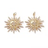 Brass Micro Pave Clear Cubic Zirconia Pendants KK-C100-19G-G-1