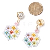 Glass Seed Beads Dangle Stud Earrings EJEW-MZ00324-3