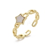 Brass Shell Cuff Rings for Women RJEW-C126-11G-4