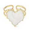 Ion Plating(IP) 304 Stainless Steel Enamel Heart Cuff Finger Rings RJEW-L107-078A-G-2