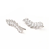 Brass Micro Pave Cubic Zirconia Stud Crawler Earrings EJEW-H091-11P-2