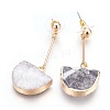 Natural Druzy Quartz Dangle Stud Earrings EJEW-F171-02-3