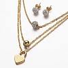 304 Stainless Steel Necklace and Ear Stud Jewelry Sets SJEW-P064-03-1