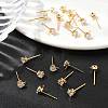 SHEGRACE Brass Clear Cubic Zirconia Square Stud Earring Findings XGR0103G-115G-4