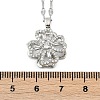 Brass Micro Pave Clear Cubic Zirconia Rotatable Clover Pendant Necklaces NJEW-K280-01P-3