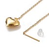 PVD Vacuum Plating 304 Stainless Steel Long Chain with Heart Dangle Stud Earrings for Women EJEW-A068-03G-3