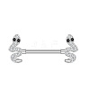 304 Stainless Steel Clear Cubic Zirconia Nipple Bar WGA11FA-03-1