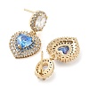 Brass with Sky Blue Glass Dangle Stud Earrings EJEW-Q800-11KCG-2
