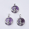 Natural Amethyst Kitten Pendants X-G-K234-D09-1