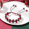 Christmas Glass Pearl Beaded Braided Beade Bracelets for Women BJEW-MZ00254-1