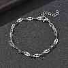 304 Stainless Steel Dapped Chains Bracelets for Women BJEW-D466-08B-P-4