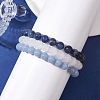 3Pcs 3 Styles Natural Mixed Gemstone Round Beaded Stretch Bracelets Set BJEW-JB10139-03-3