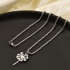 201 Stainless Steel Laser Cut Dandelion Pendant Box Chain Necklaces for Women NJEW-Q004-07P-3