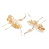 Natural Yellow Quartz Chips Dangle Earrings EJEW-S214-01A-2