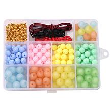 180Pcs 8 Colors Round Frosted & Opaque Acrylic Beads DIY-YW0001-94