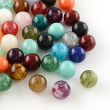 Round Imitation Gemstone Acrylic Beads X-OACR-R029-6mm-M