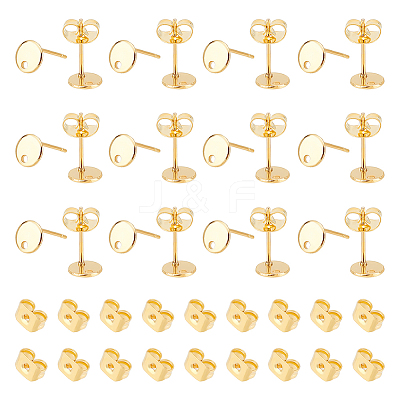 40Pcs 201 Stainless Steel Stud Earring Findings STAS-UN0042-53-1