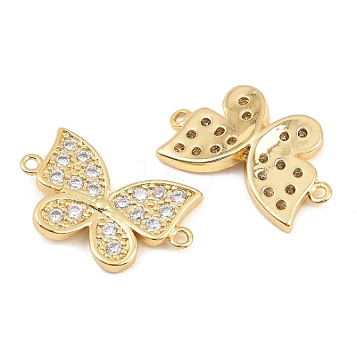 Brass Micro Pave Clear Cubic Zirconia Connector Charms CU-CBA908F-04G-04-1