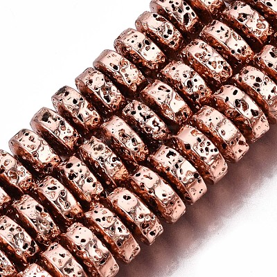 Electroplated Natural Lava Rock Beads Strands G-T114-67RG-1