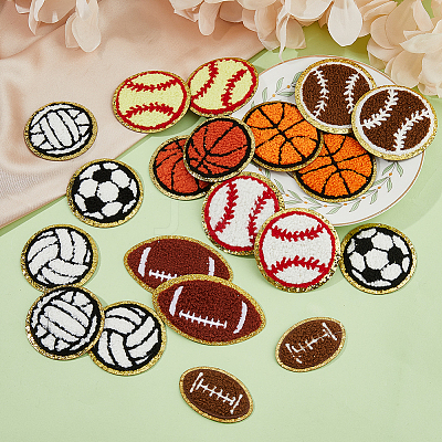 18Pcs 9 Styles Ball Polyester Embroidered Appliques PATC-FH0001-11-1