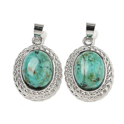 Natural African Turquoise(Jasper) Oval Pendants G-B079-02P-01-1